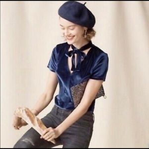 Madewell velvet top with tie